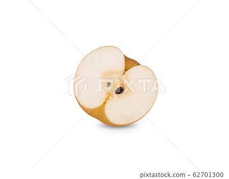 half cut ripe snow pear or Fengsui pear on white half cut ripe snow pear or Fengsui pear on white 62701300