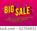 Big Sale Alphabet. Yellow Elegant Font design. Vector set of 3D Alphabet Letters, Numbers and Symbols. 62704832