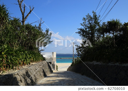 Main street stone pavement in Minnajima, Okinawa 62708010