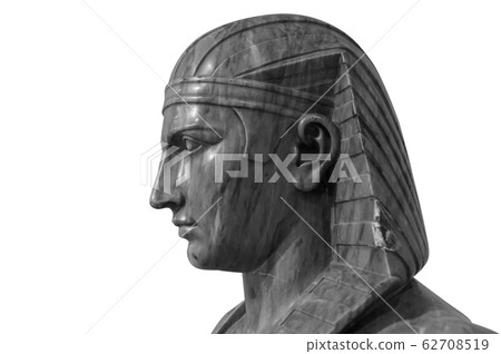 Pharaoh Egyptian gods dead religion symbol stone statue isolated on white. Stone pharaoh tutankhamen mask on white background 62708519