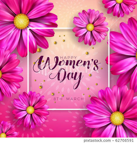 8 Of March Women S Day Poster With Woman Vector Stock Illustration