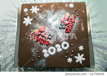 New Year fruit cake 2020 with berries 62709686