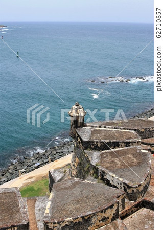 San Felipe del Morro Fort guard tower and view of the Atlantic Ocean 62710857