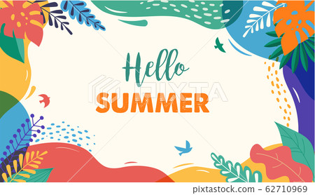 Hello Summer, festival and fair banner design with vintage colors 62710969