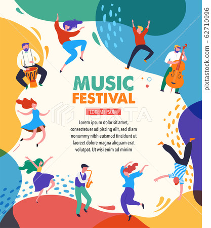 Summer fest, concept of live music festival, jazz and rock, food street fair, family fair, event 62710996