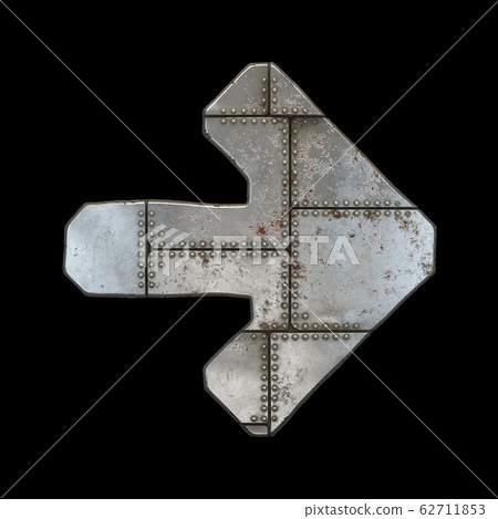 Industrial metal symbol right arrow on black... - Stock Illustration ...