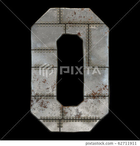 Industrial metal alphabet letter O on black background 3d 62711911