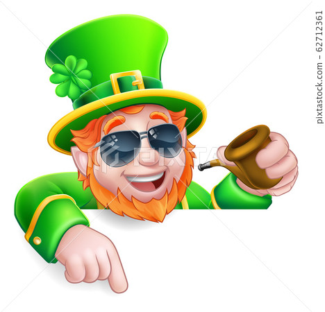 Leprechaun St Patricks Day Cartoon Sunglasses Sign 62712361