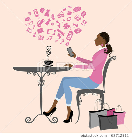 african american girl is drinking coffee african american girl is drinking coffee 62712511