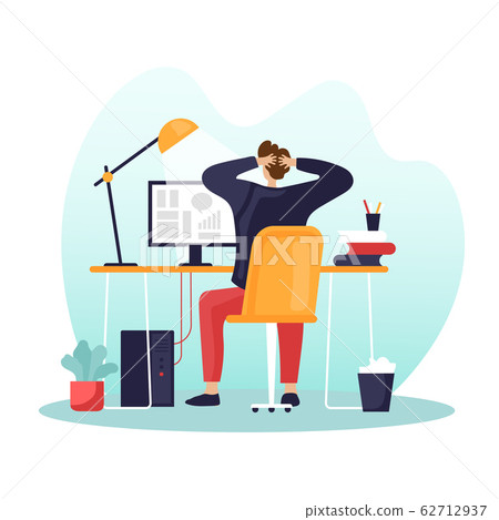 a man sits at the computer on a white background vector illustration a man sits at the computer on a white background vector illustration 62712937