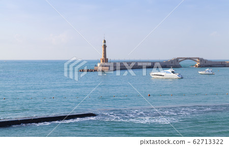 Montazah beach landscape. Lighthouse tower 62713322