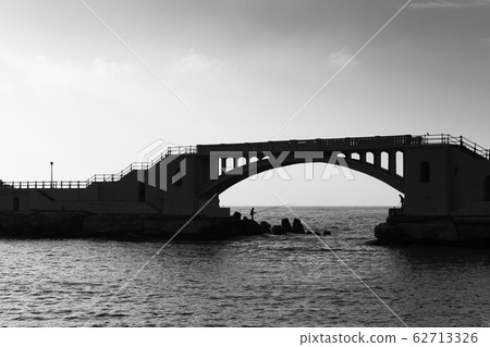 Black and white landscape with Montazah bridge Black and white landscape with Montazah bridge 62713326