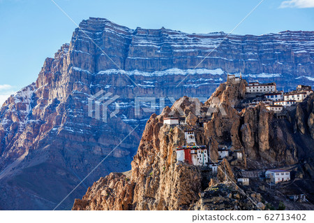 Dhankar monastry perched on a cliff in Himalayas, India Dhankar monastry perched on a cliff in Himalayas, India 62713402