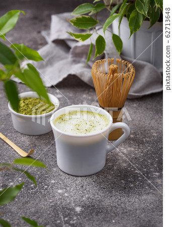 Green healthy matcha latte drink 62713648