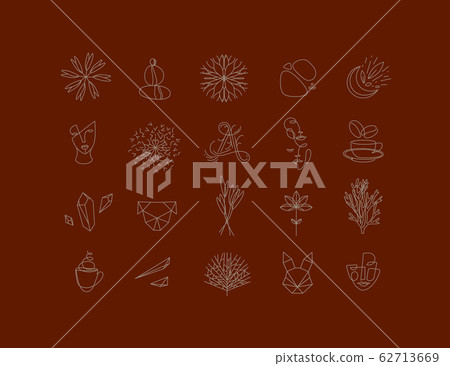 Set natural flat signs red - Stock Illustration [62713669] - PIXTA