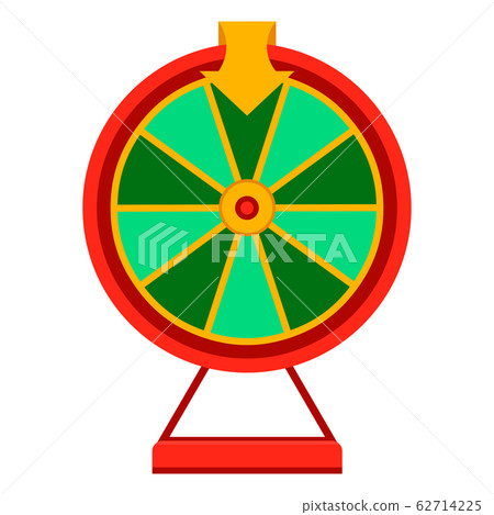 Cartoon wheel fortune lottery design element. Spinning lucky fortune isolated on white. Vector illustration Cartoon wheel fortune lottery design element. Spinning lucky fortune isolated on white. Vector illustration 62714225
