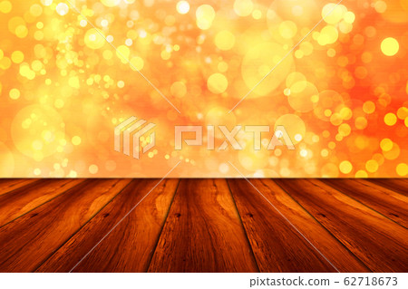 Wood floor on shiny bokeh gold background Wood floor on shiny bokeh gold background 62718673