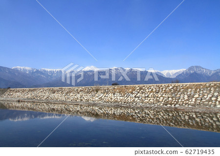 Azumino in early spring: Mansui River and the Northern Alps Azumino in early spring: Mansui River and the Northern Alps 62719435