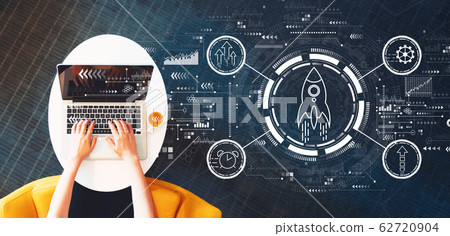 Rapid growth concept with person using a laptop 62720904