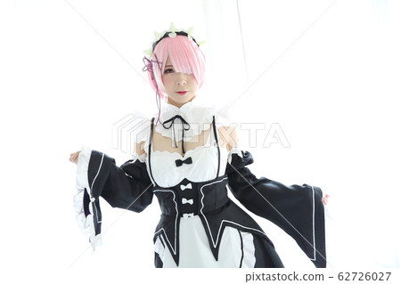 Portrait of Japan anime cosplay woman , white japanese maid in white tone room 62726027