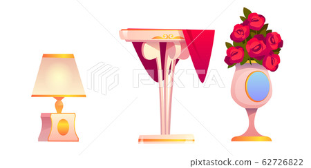 Home interior stuff set, table, vase and lamp 62726822