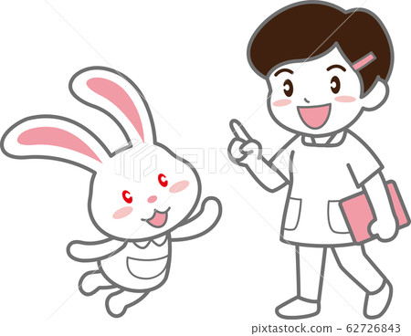 Rabbit and female characters - Stock Illustration [62726843] - PIXTA