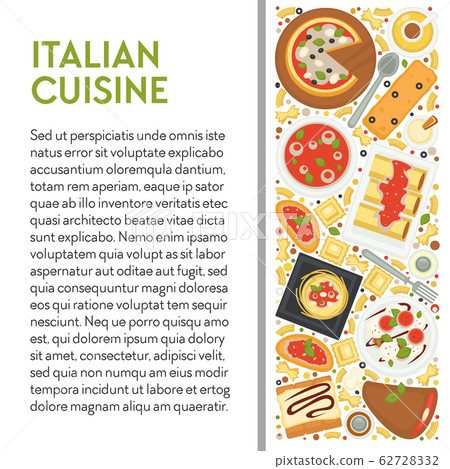 Italian cuisine banner template with dishes top view and text 62728332