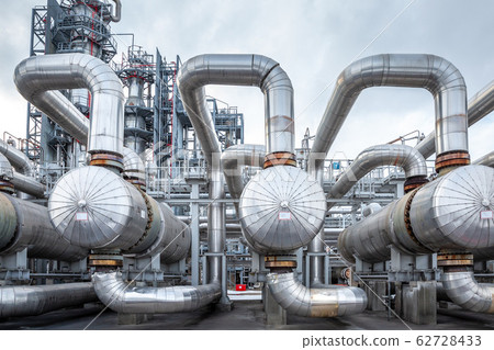 heat exchanger in an oil refinery, large size, daylight 62728433