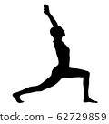 Black silhouette of woman doing yoga exercise. 62729859