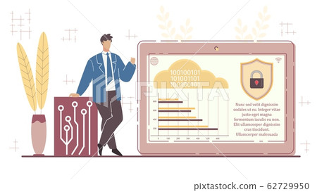 Man Presenting New Secure Cloud Storage Service 62729950