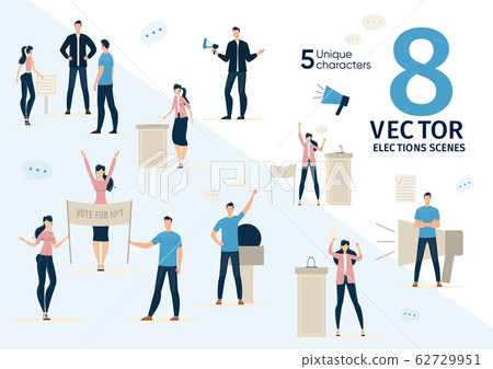 Democratic Elections Agitation Flat Vector Scenes 62729951