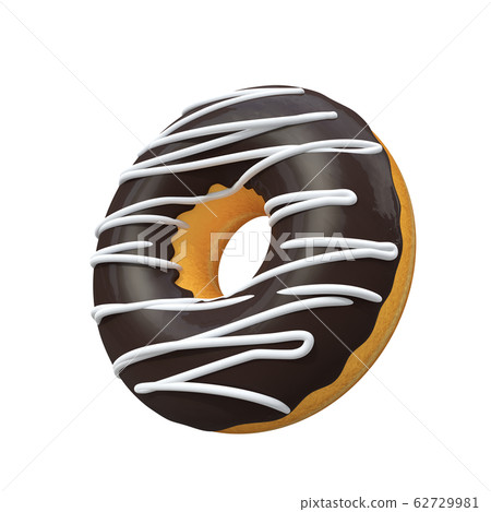 Chocolate donut on a white background 62729981