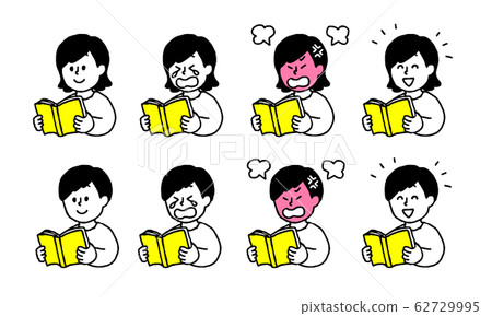 穿著便衣的男人和女人看書套裝（簡單） 62729995