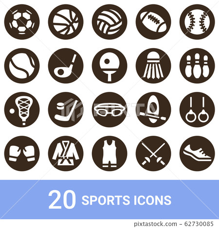 產品圖標運動白色輪廓20套 62730085