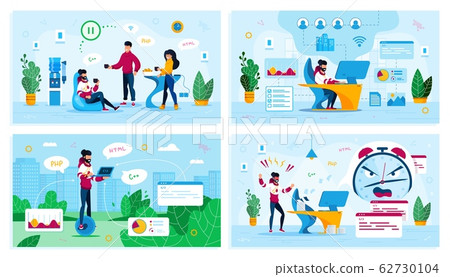 Online Entrepreneurship Flat Vector Concepts Set 62730104