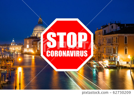 Coronavirus 2019-nCoV, COVID-19 in Italy. Grand Canal at sunset, Venice, Italy Coronavirus 2019-nCoV, COVID-19 in Italy. Grand Canal at sunset, Venice, Italy 62730209