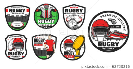 Rugby football sport game icons set - Stock Illustration [62730216] - PIXTA