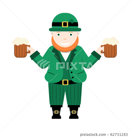 St.Patrick s Day. Leprechaun stands with two pints St.Patrick s Day. Leprechaun stands with two pints 62731283