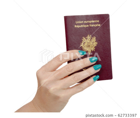 woman hand with French Passport isolated, on white woman hand with French Passport isolated, on white 62733397