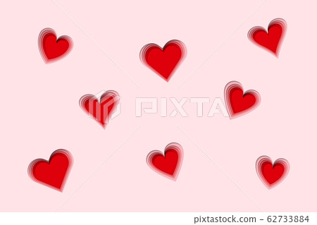 Pink and red various heart paper cut shapes 62733884