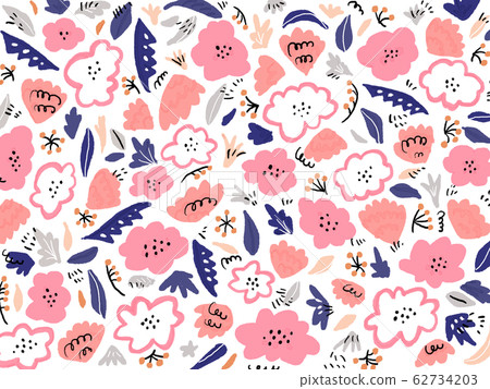 Hand drawn floral wallpaper Hand drawn floral wallpaper 62734203