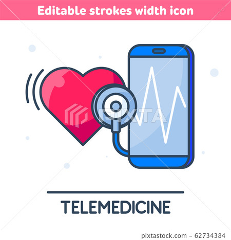 Smart phone, heart, stethoscope. Telemedicine icon Smart phone, heart, stethoscope. Telemedicine icon 62734384