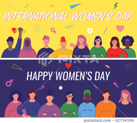 International women's day. Women of different cultures and nationalities fight for freedom and equality. Women's day concept. Vector International women's day. Women of different cultures and nationalities fight for freedom and equality. Women's day concept. Vector 62734398