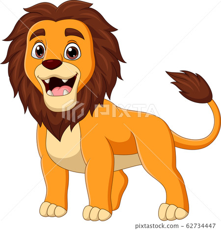Cartoon Happy Lion Isolated On White Background Stock Illustration