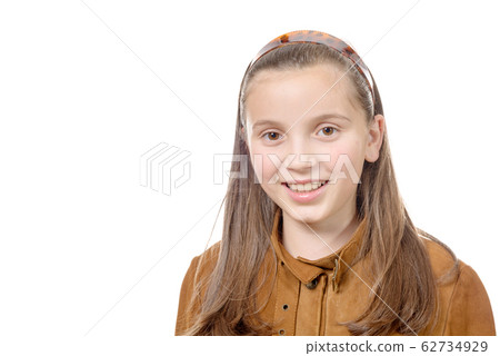 portrait of preteen girl isolated on a white 62734929
