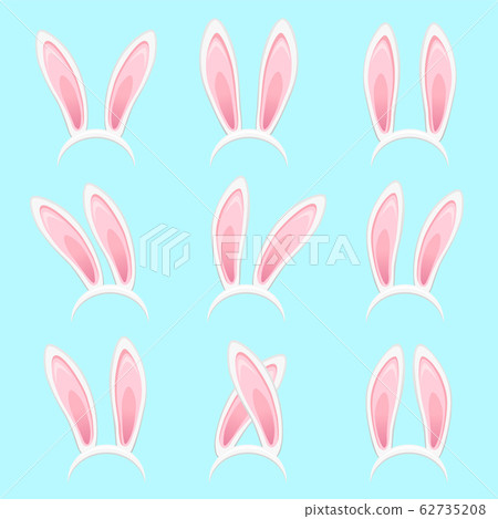 Rabbit ears collection for Easter. Set of masks 62735208