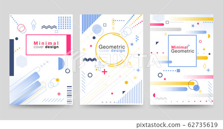 Minimalist cover design with geometric shapes on the White Blackground Modern, beautiful, simple and clean. Use in banners, posters, flyers, brochures, books etc. Vector design template. 62735619