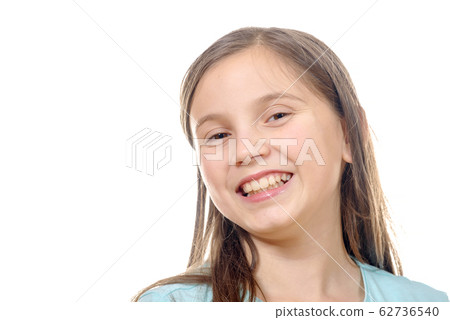 portrait of pre teenage girl isolated on a white portrait of pre teenage girl isolated on a white 62736540