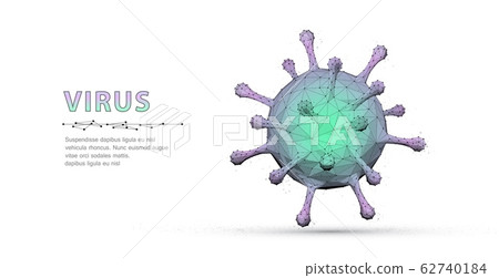 Virus. Abstract vector 3d viral microbe isolated on white. Allergy bacteria, medical healthcare, microbiology concept. 62740184