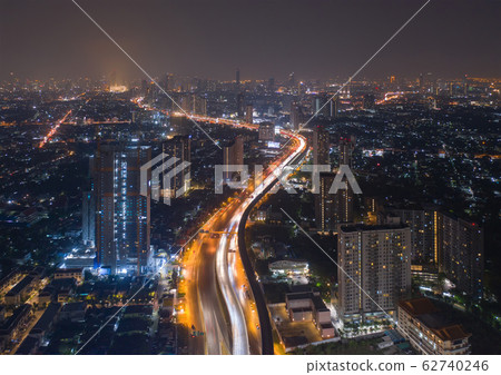 Aerial view of Sathorn road, Bangkok Downtown, Aerial view of Sathorn road, Bangkok Downtown, 62740246